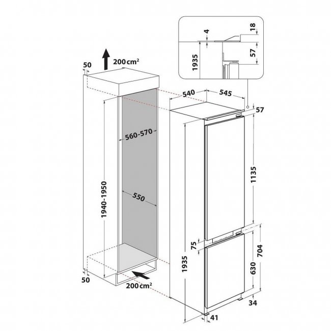 Хладилник за вграждане Whirlpool WHC20 T573 P 
