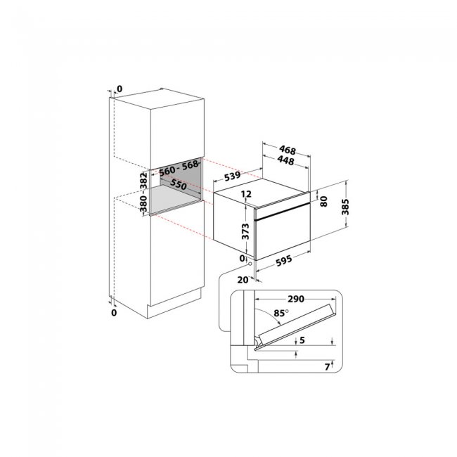 Микровълнова фурна за вграждане Whirlpool WMD7O4TB 