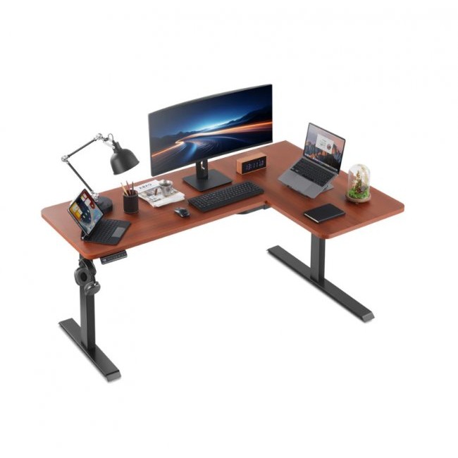 Офис бюро Kingsmith L Shaped Standing Desk ETDLI-Y-1600 Right Side + стойка DLI21(2 степени) - Dark Brown