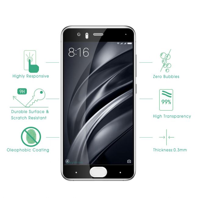 Стъклен Протектор за мобилен телефон Xiaomi Mi 6 Стъклен протектор с пълно покритие