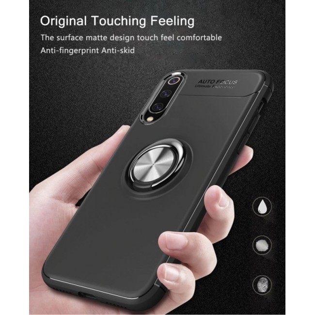 Калъф за мобилен телефон Xiaomi Mi 9 с пръстен и вградена плоча за магнитна стойка 360°