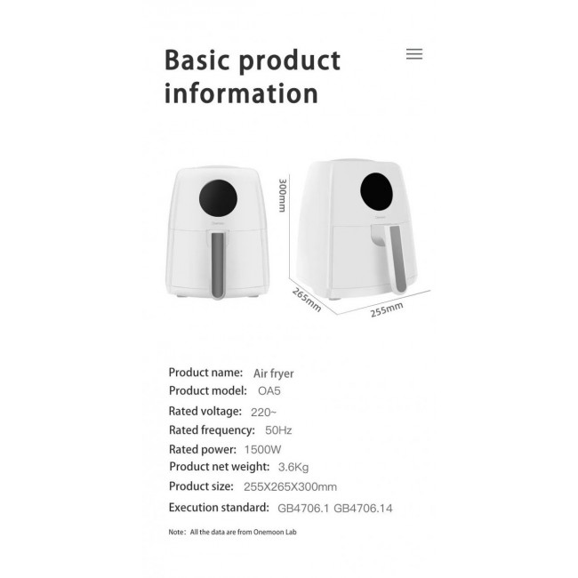 Airfryer Xiaomi Onemoon OA5 Air Fryer 3,5L