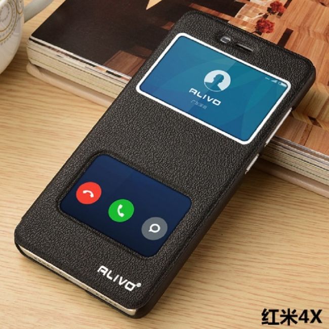 Калъф за мобилен телефон Xiaomi Redmi 4X ALIVO с прозорец View High Quality Protector Flip Cover Case
