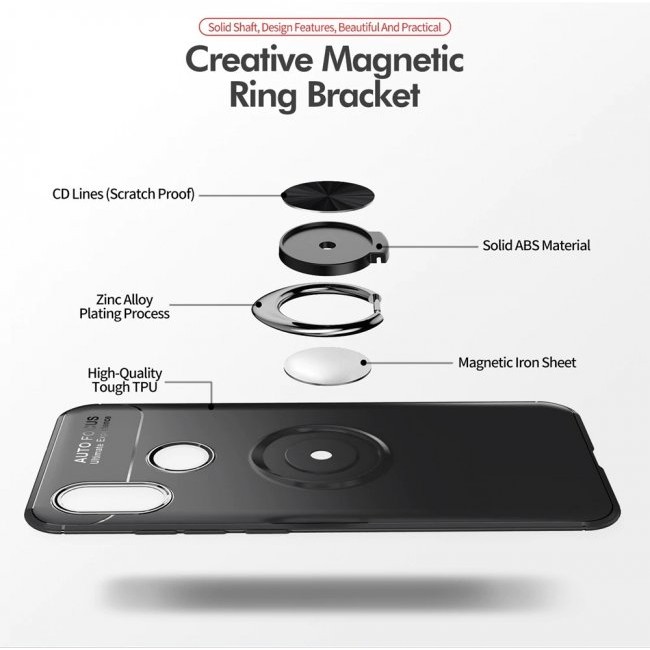 Калъф за мобилен телефон Xiaomi Redmi 7 с пръстен и вградена плоча за магнитна стойка 360°