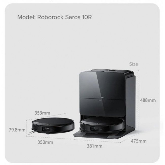 Прахосмукачка робот Roborock Saros 10R - ЧЕРЕН -- BLACK