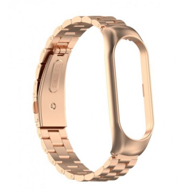 Метална каишка за спортна гривна Xiaomi Stainless Steel Clasp Wristband For Мi Band 5/6 - ROSE GOLD