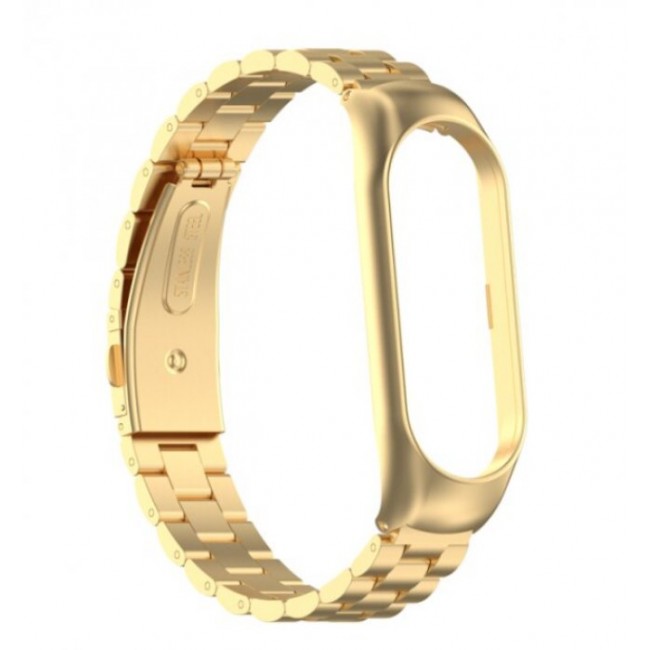 Метална каишка за спортна гривна Xiaomi Stainless Steel Clasp Wristband For Мi Band 5/6 - GOLD