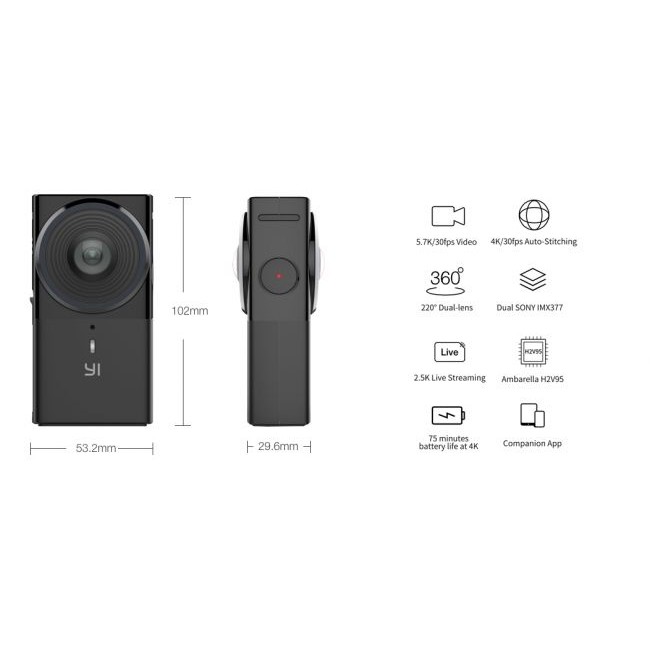 Камера за Екстремни Спортове Xiaomi YI 360 VR CAMERA